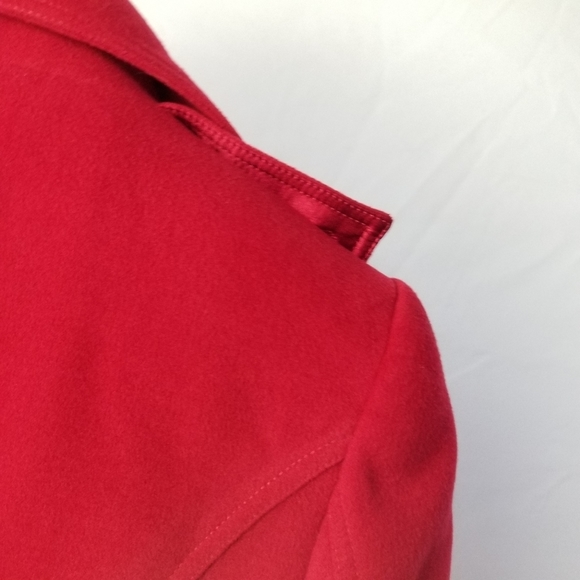 NWOT JACOB  Dbl Breasted Peacoat Epauletted Slash Pockets Structured RubyRed SML - Picture 5 of 10